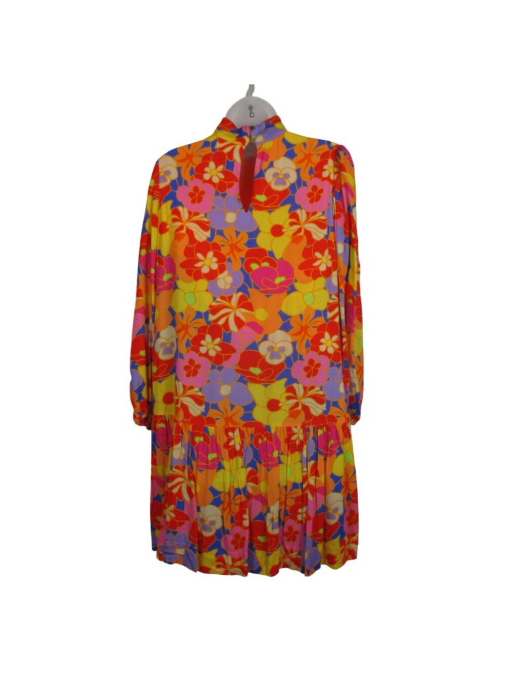 Emily McCarthy Floral Long Sleeve Dress Tiered Hem Multicolor Small $318 Luxury - Picture 3 of 11